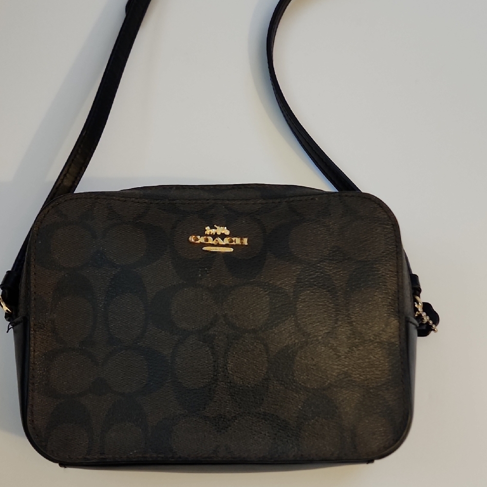 Coach Mini Camera Crossbody Bag with Signature Pattern. EUC